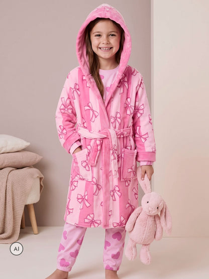 Harry Bear Pink Bows And Stripes Dressing Gown - image 1