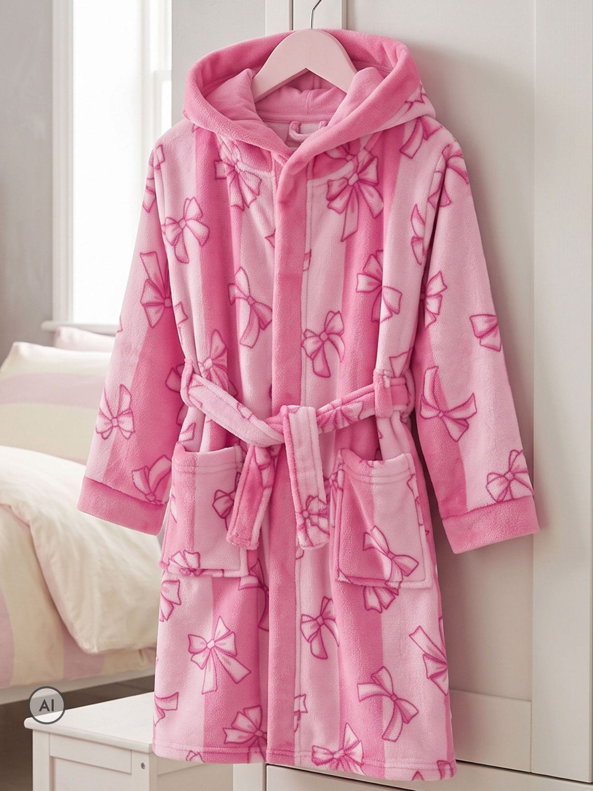 Harry Bear Pink Bows And Stripes Dressing Gown - image 6