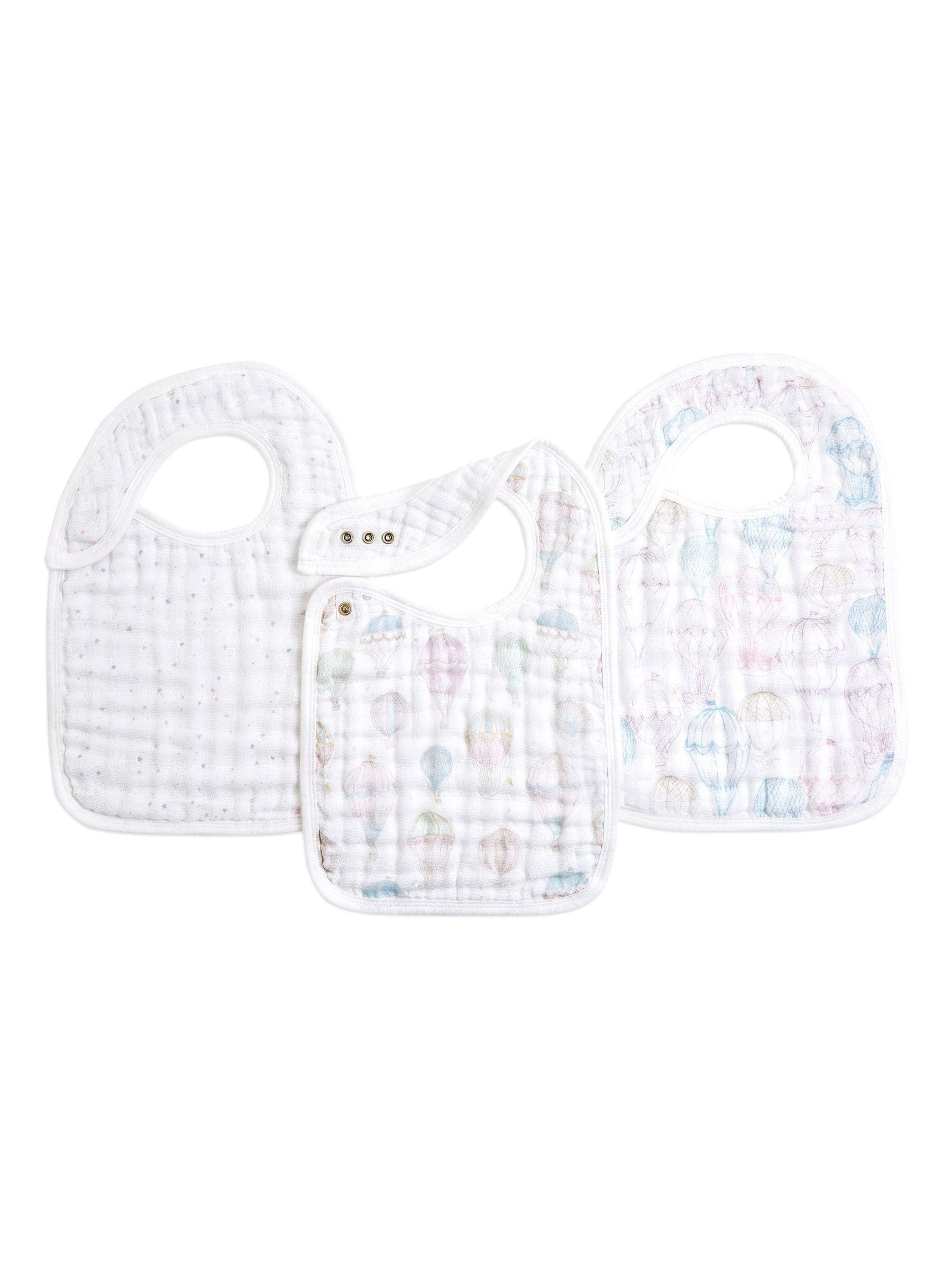 aden + anais Pink Cotton Muslin Snap Bibs 3 Pack image 1