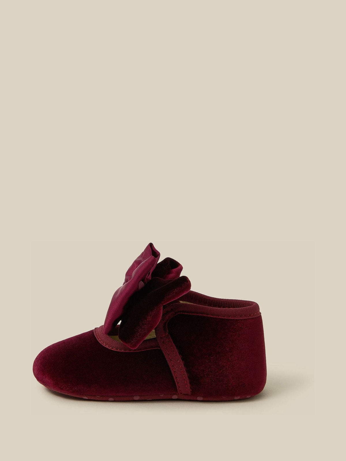 Monsoon Burgundy Red Bow Velvet Booties & Headband Set - image 2