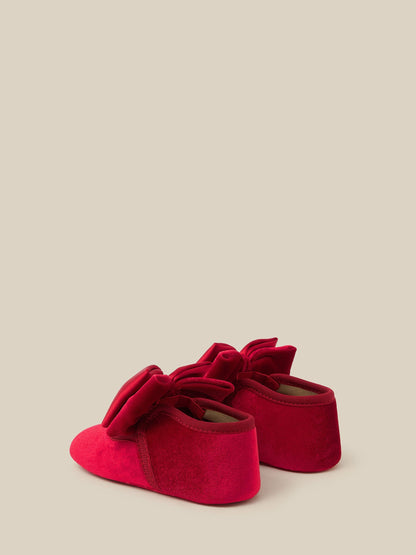 Monsoon Red Bow Velvet Booties & Headband Set - image 3