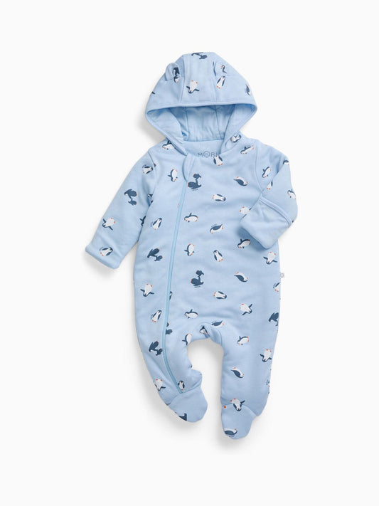 Dsiney Kidz - MORI Blue Penguin Print Soft Cotton Pramsuit image 2
