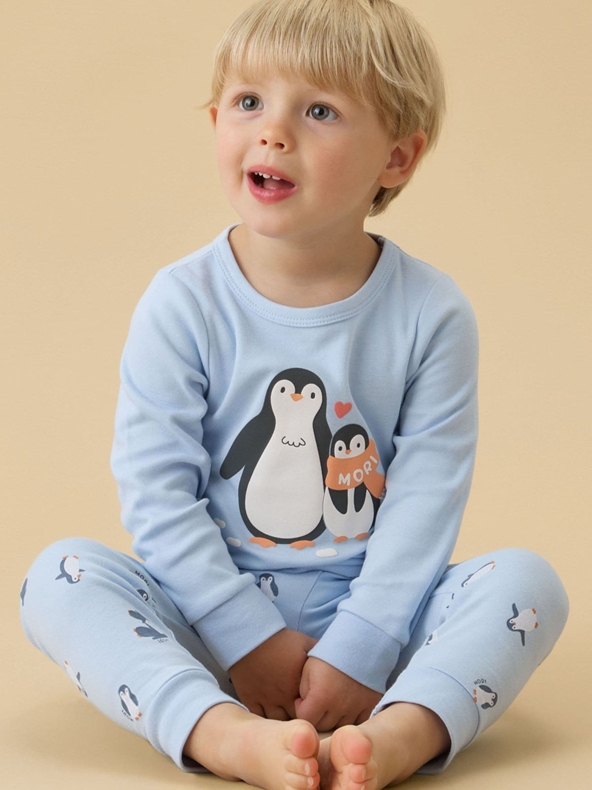 Dsiney Kidz - MORI Blue Penguin Print Soft Cotton Pyjama Set image 1