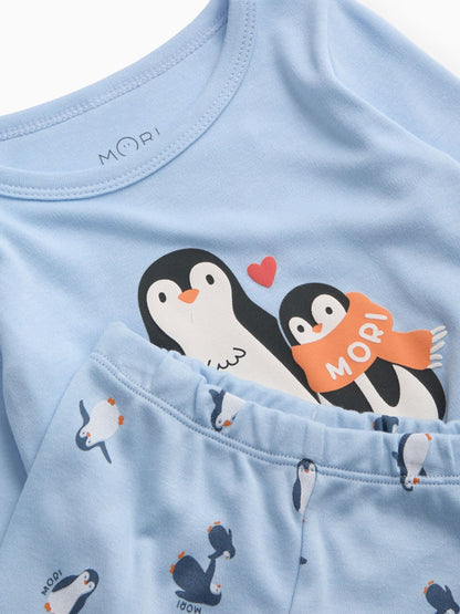 Dsiney Kidz - MORI Blue Penguin Print Soft Cotton Pyjama Set image 4