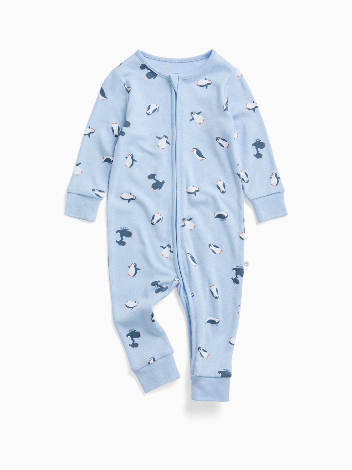 Dsiney Kidz - MORI Blue Penguin Print Soft Cotton Two Way Zip-Up Sleepsuit image 4