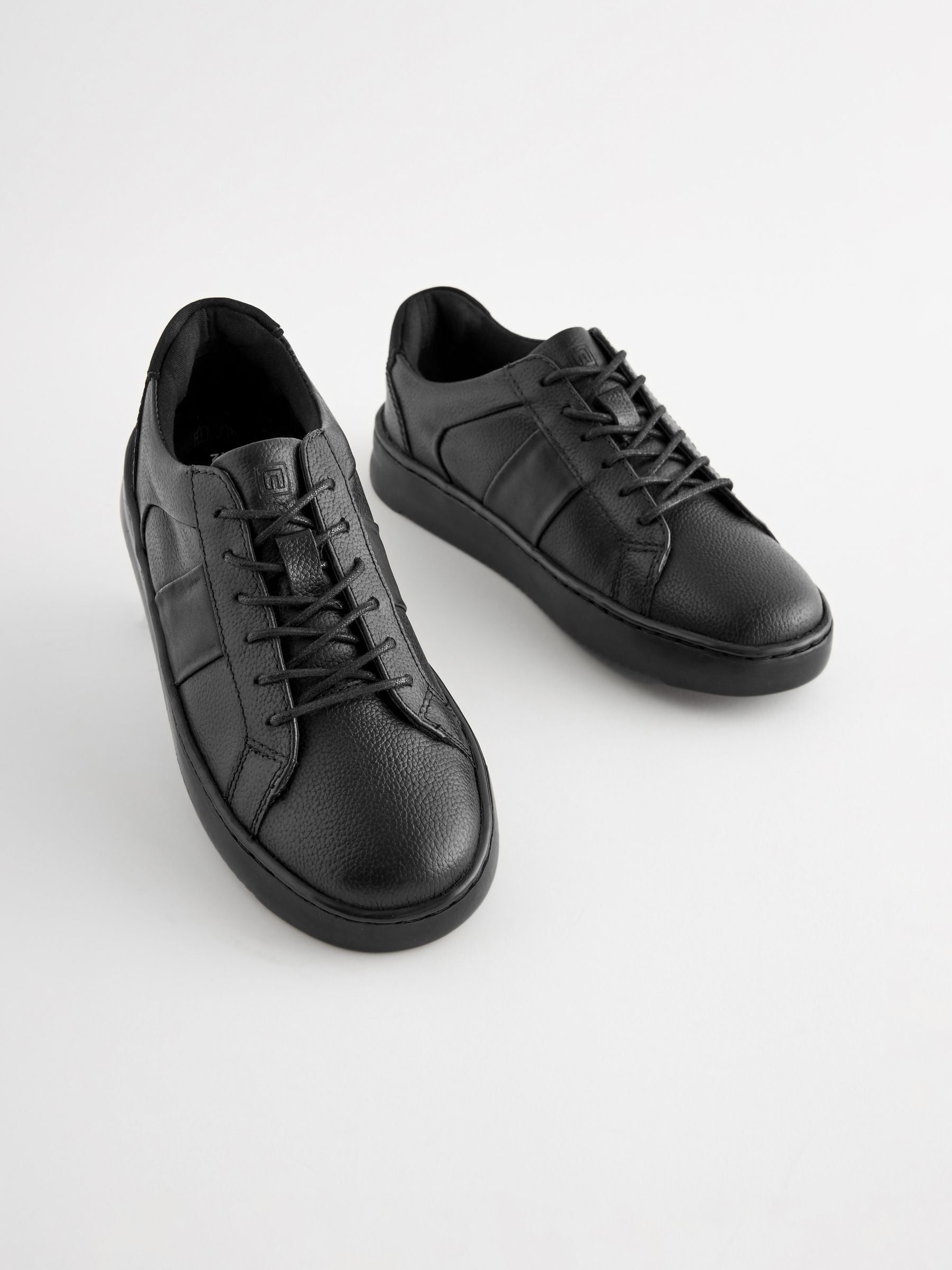 Black Leather Lace Up School Shoes image 1