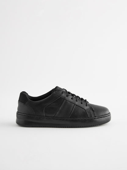Black Leather Lace Up School Shoes image 2