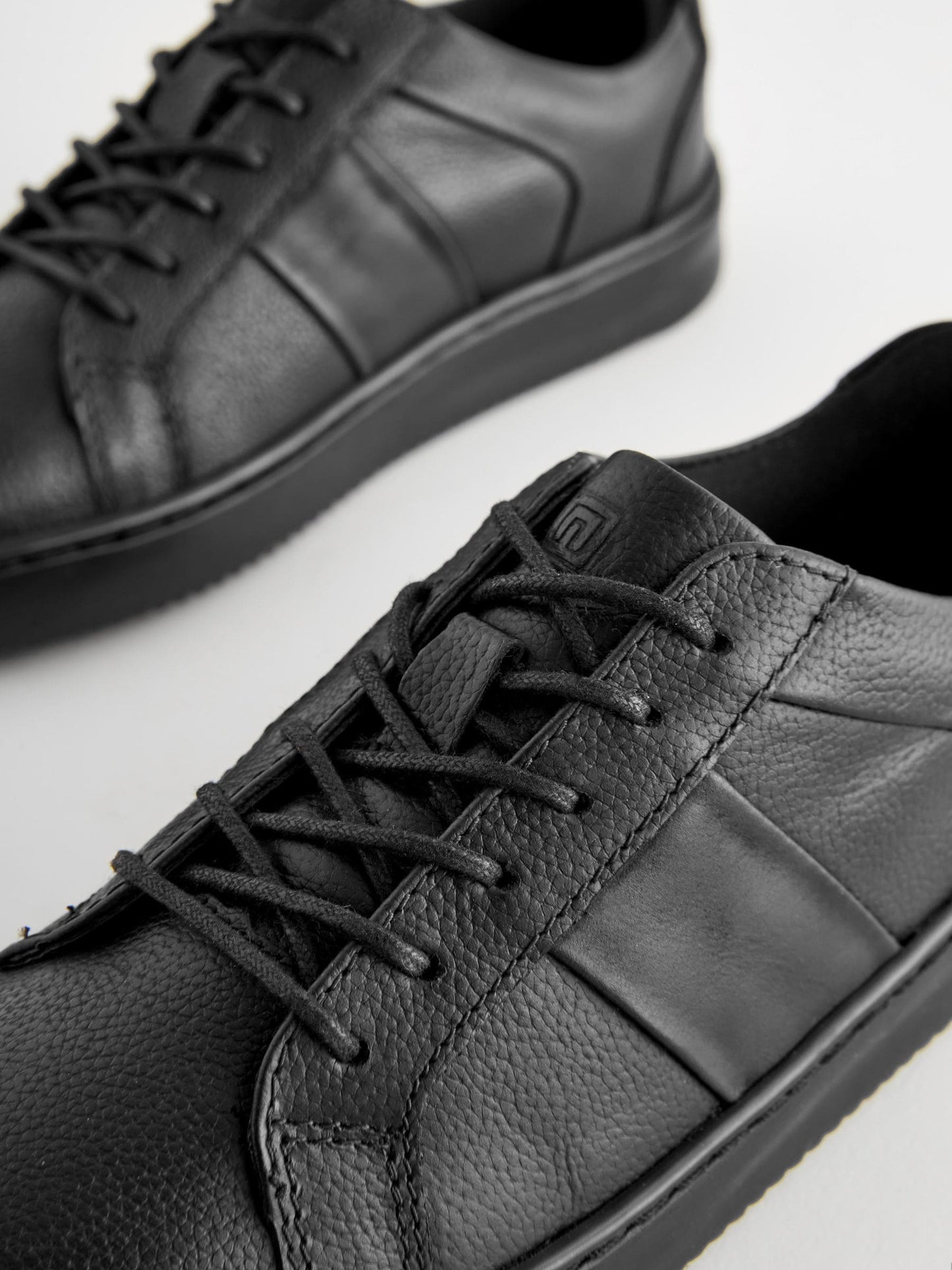 Black Leather Lace Up School Shoes image 3