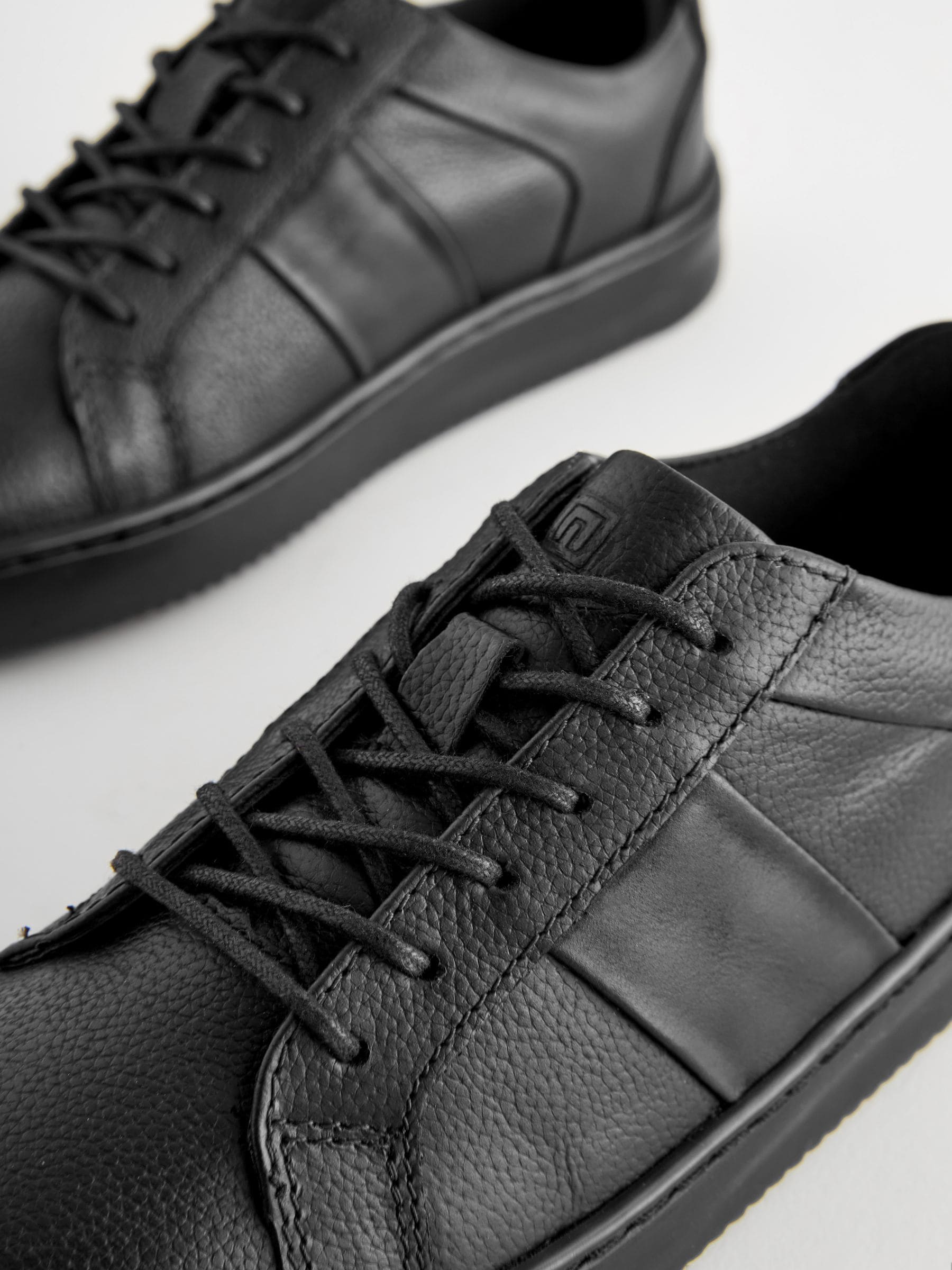 Black Leather Lace Up School Shoes image 3