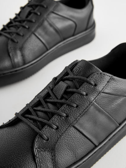 Black Leather Lace Up School Shoes image 3