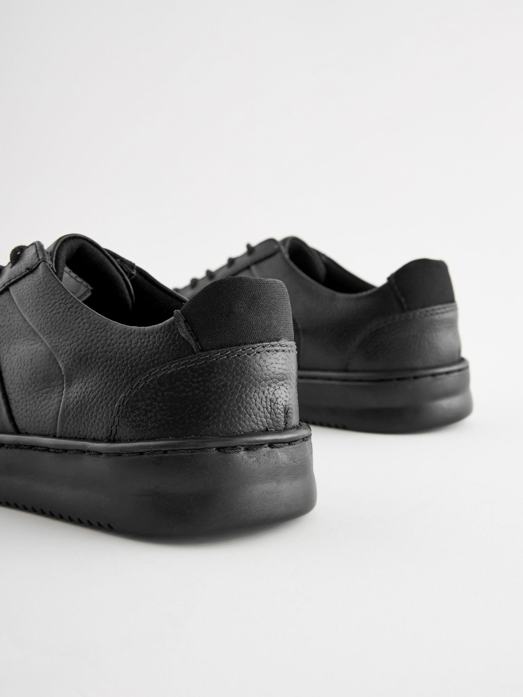 Black Leather Lace Up School Shoes image 4