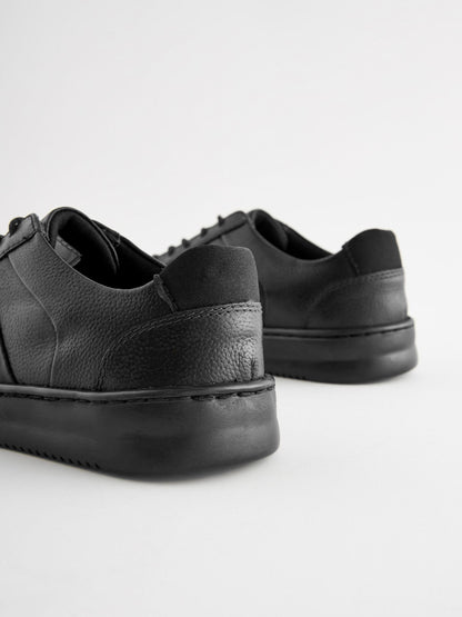 Black Leather Lace Up School Shoes image 4