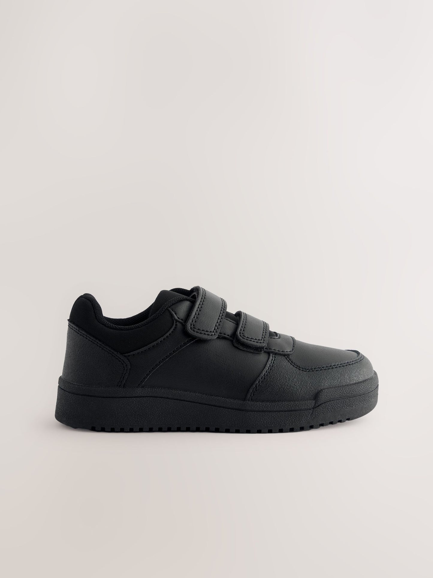 Black Standard Fit (F) 2 Straps Touch Fastening School Shoes image 2