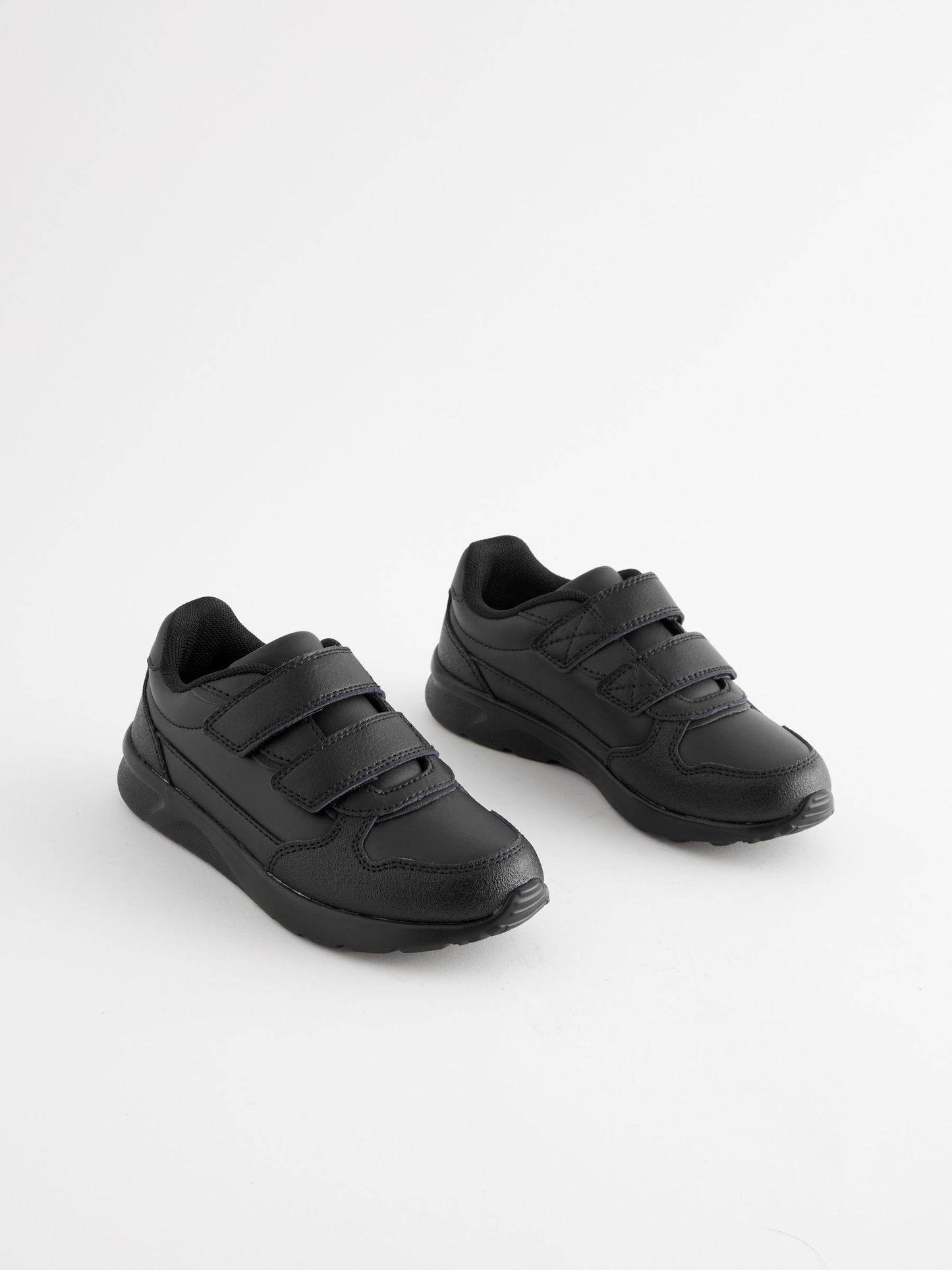 Black Standard Fit (F) Touch Fastening Leather School Shoes image 1