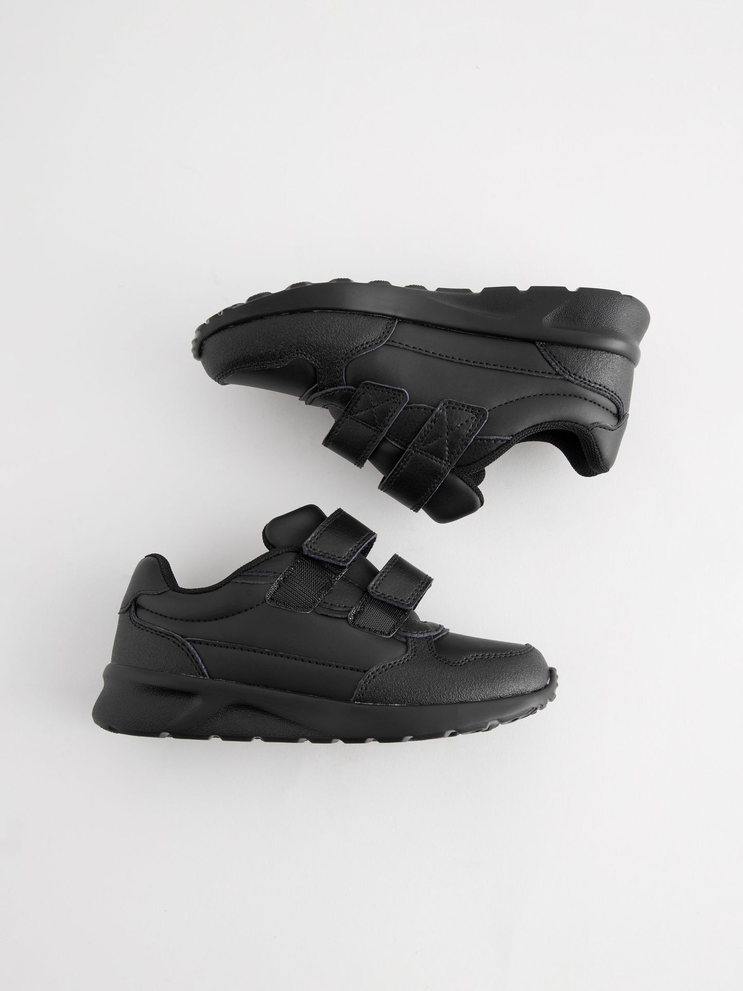 Black Standard Fit (F) Touch Fastening Leather School Shoes image 3