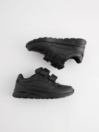 Black Standard Fit (F) Touch Fastening Leather School Shoes image 3