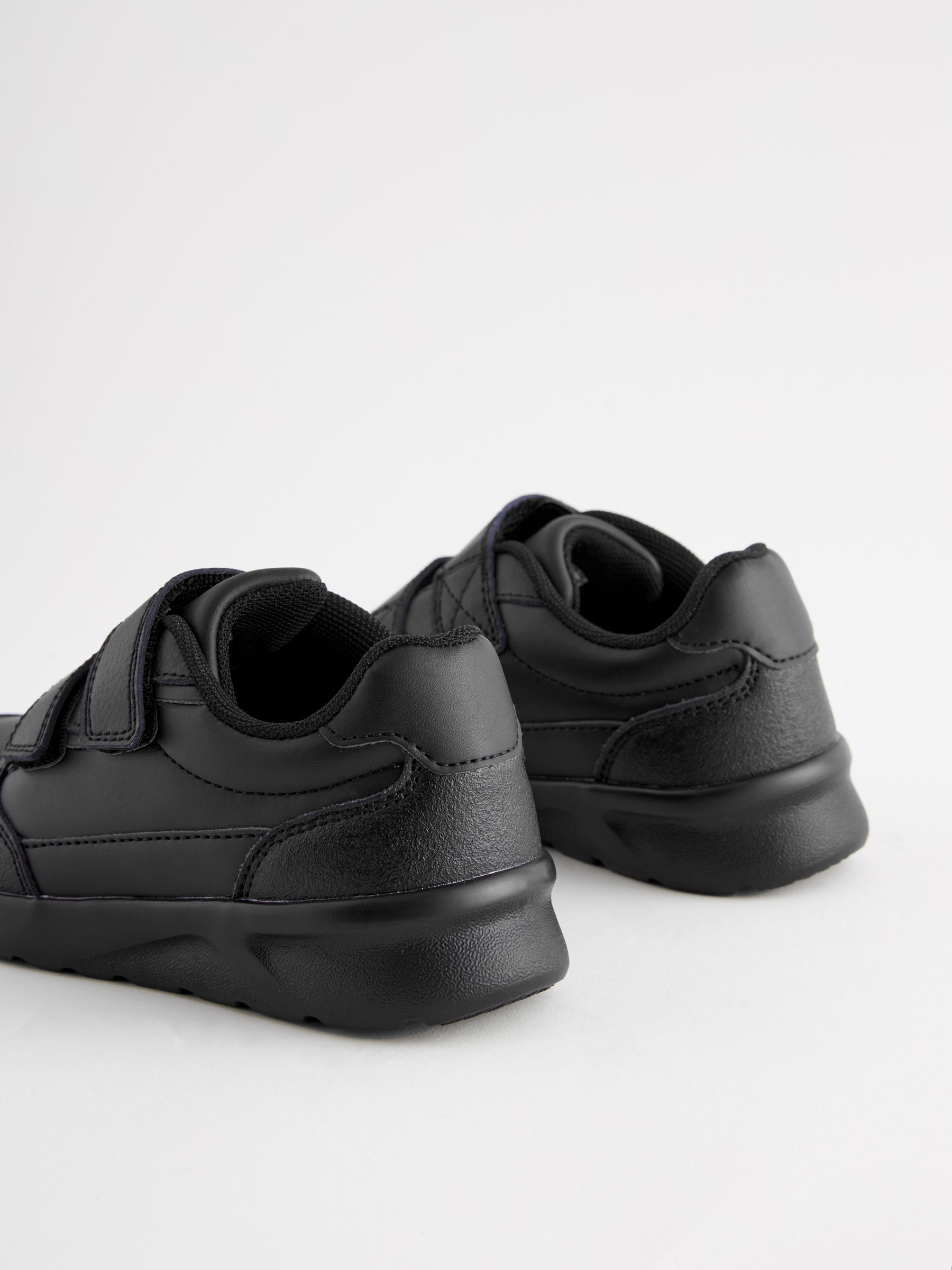 Black Standard Fit (F) Touch Fastening Leather School Shoes image 5