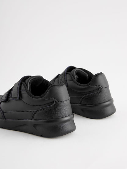 Black Standard Fit (F) Touch Fastening Leather School Shoes image 5