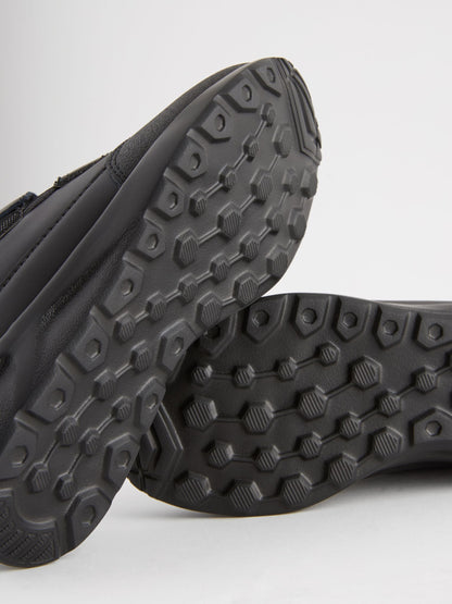 Black Standard Fit (F) Touch Fastening Leather School Shoes image 6