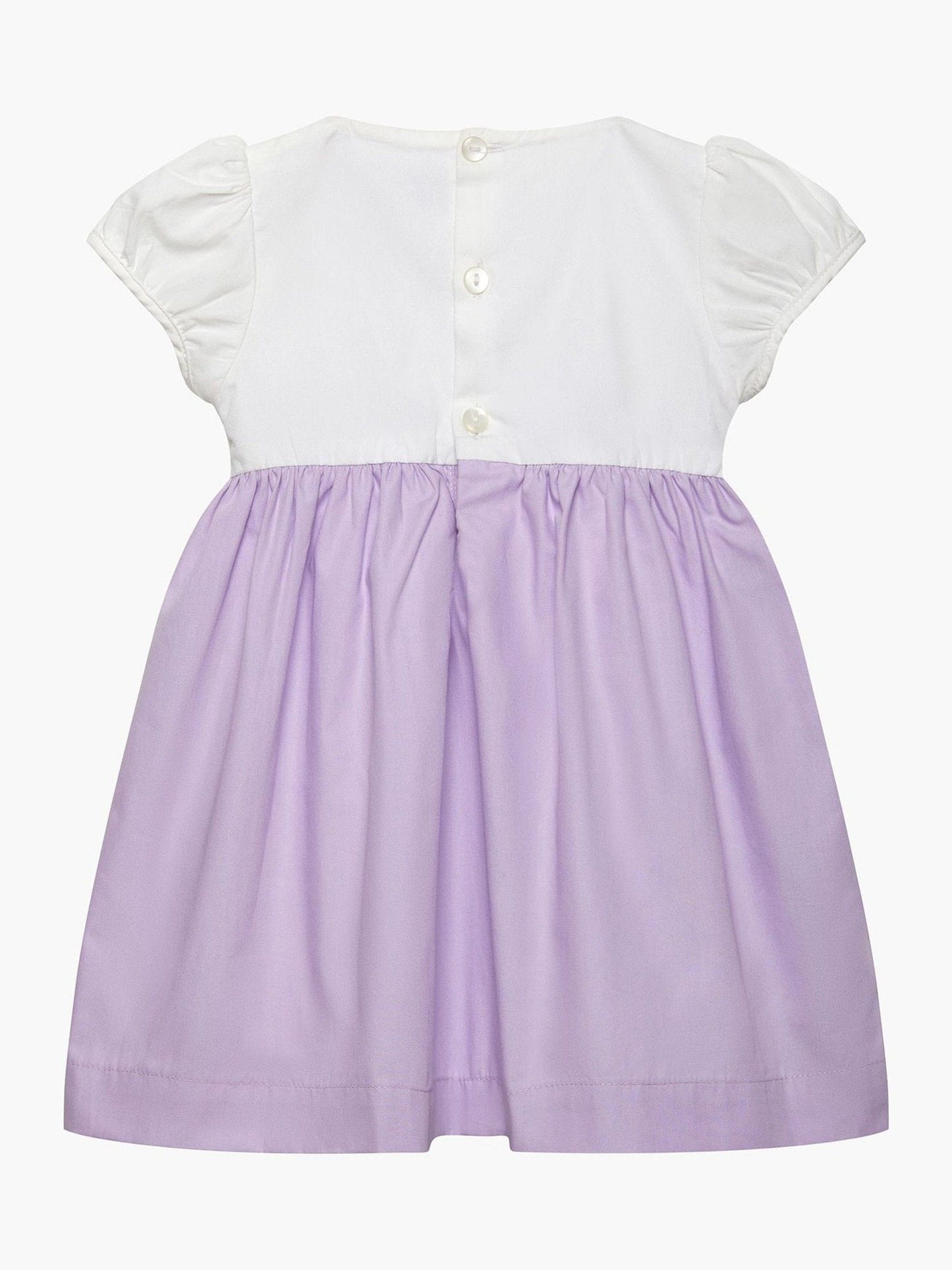 Trotters London Purple 100% Cotton Little Rose Hand Smocked Dress image 3