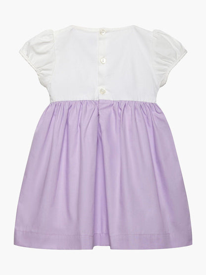 Trotters London Purple 100% Cotton Little Rose Hand Smocked Dress image 3