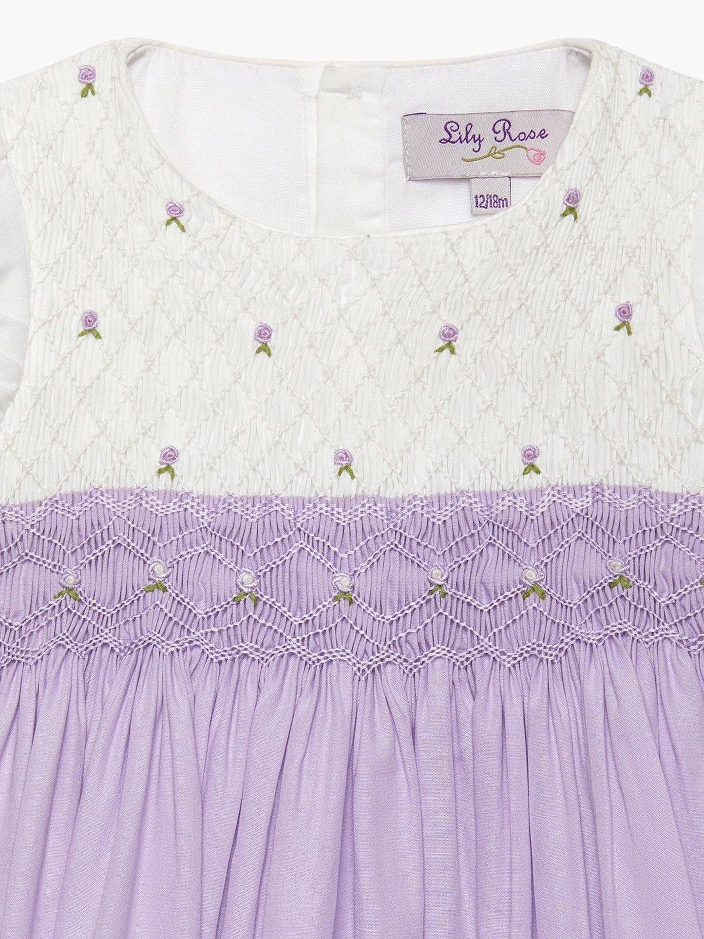 Trotters London Purple 100% Cotton Little Rose Hand Smocked Dress image 4