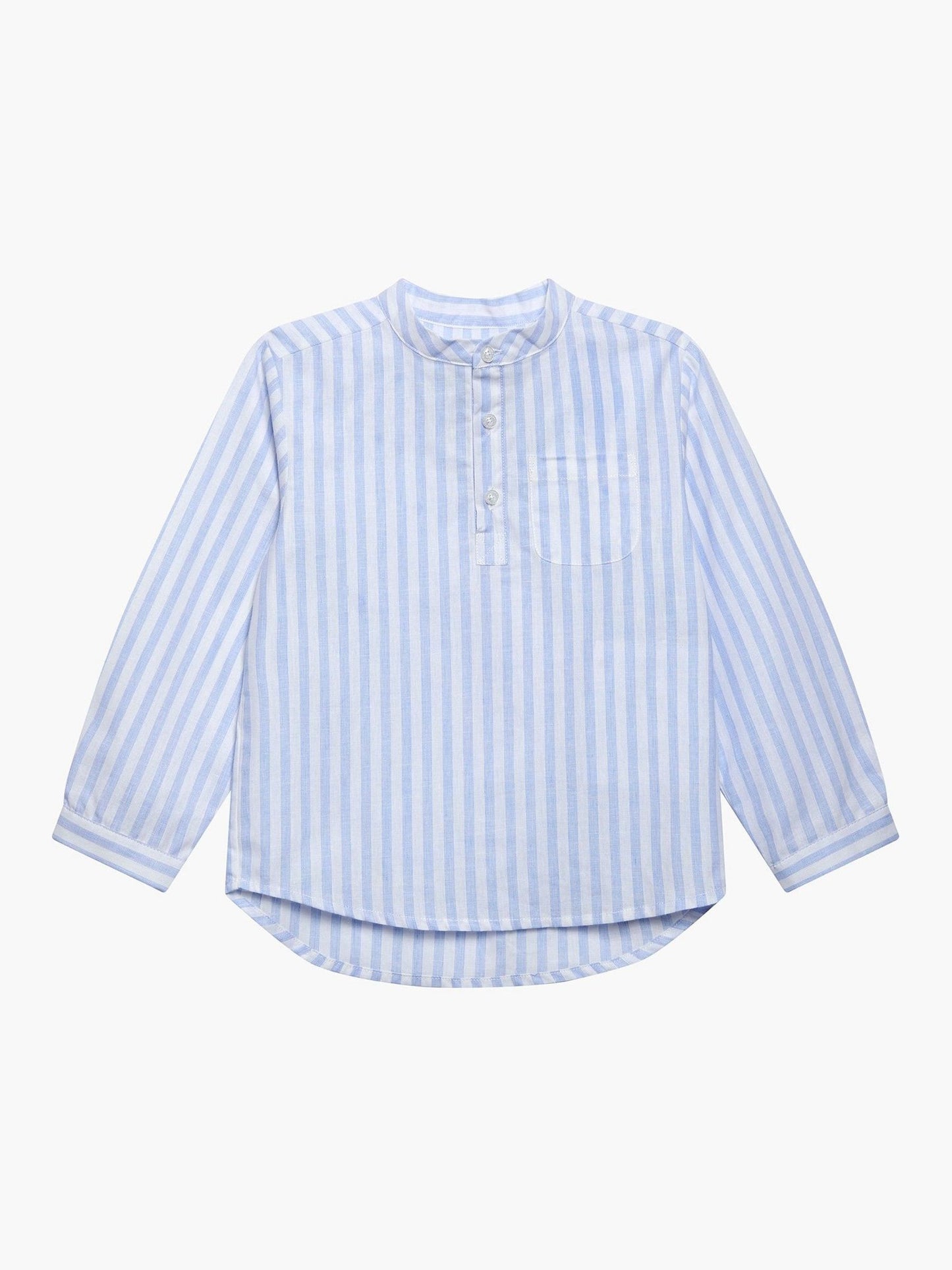 Dsiney Kidz - Trotters London Blue Stripe Oscar Cotton/Linen Blend Shirt image 1