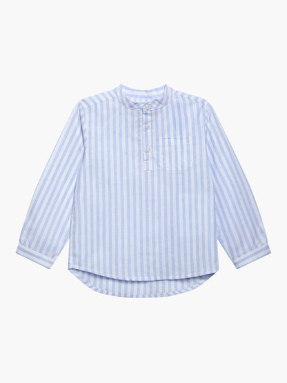 Dsiney Kidz - Trotters London Blue Stripe Oscar Cotton/Linen Blend Shirt image 1