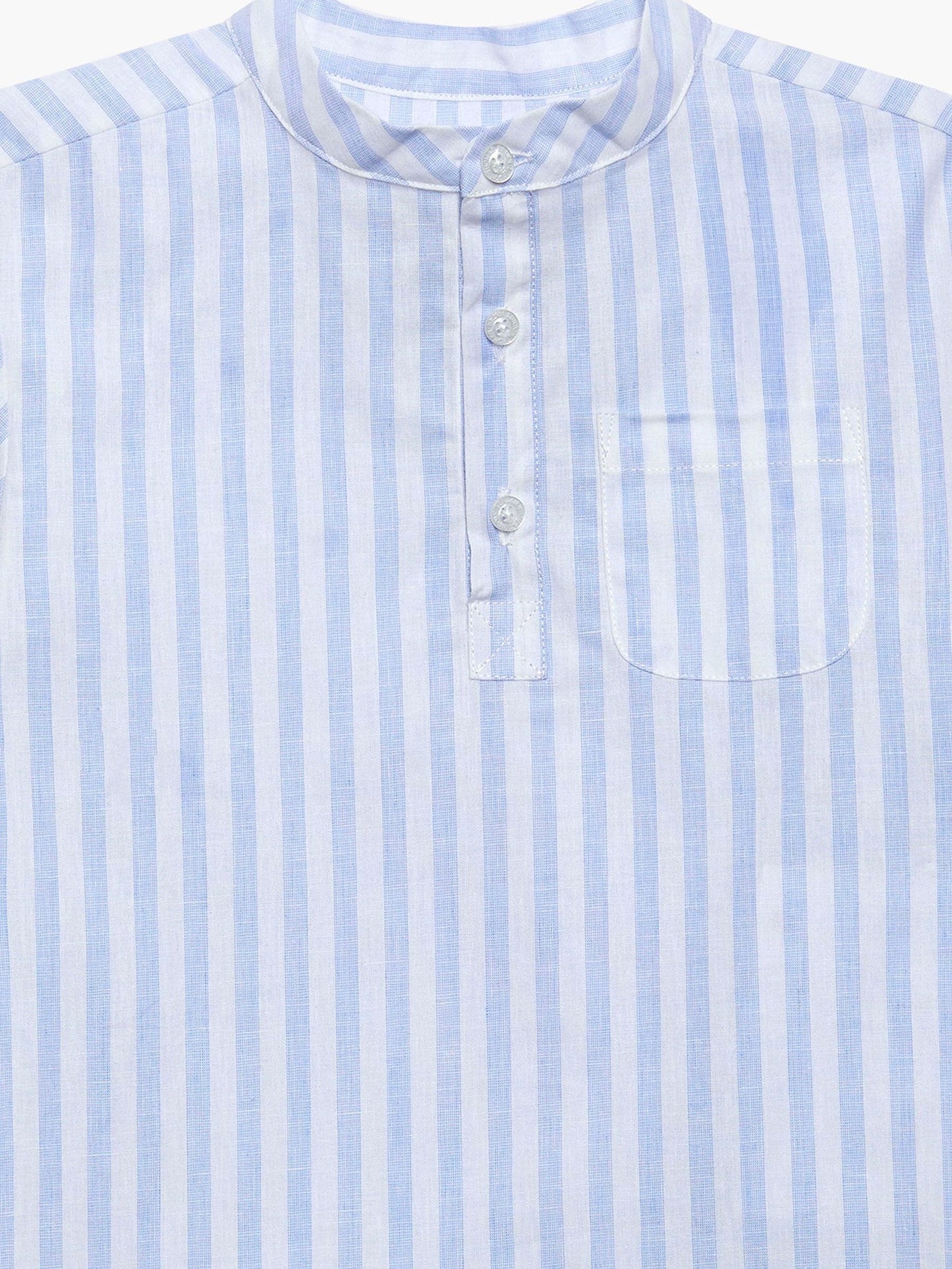 Dsiney Kidz - Trotters London Blue Stripe Oscar Cotton/Linen Blend Shirt image 3