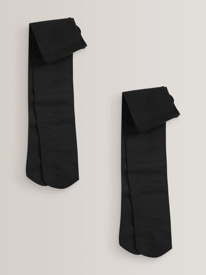 Black Regular Length 2 Pack 80 Denier School Tights image 1