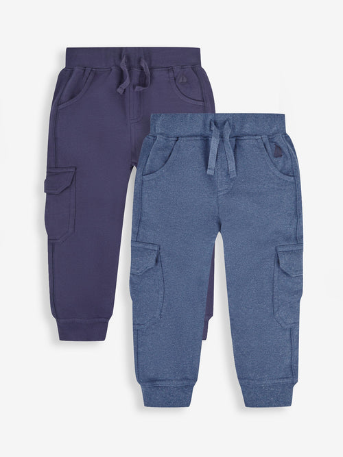 JoJo Maman Bébé Indigo Blue & Navy Blue 2-Pack Cargo Joggers image 1