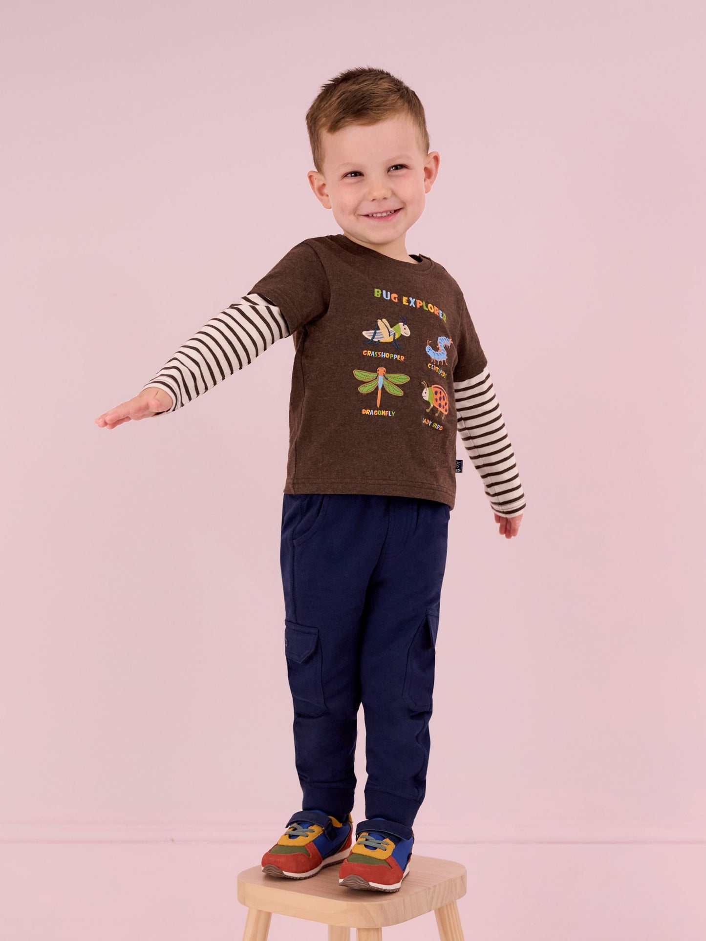 JoJo Maman Bébé Indigo Blue & Navy Blue 2-Pack Cargo Joggers image 10
