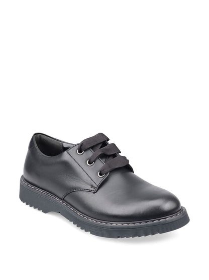 Start Rite Black Leather Wide Fit Closed Lace Up Stitch Down Chunky Soled School Shoes image 4