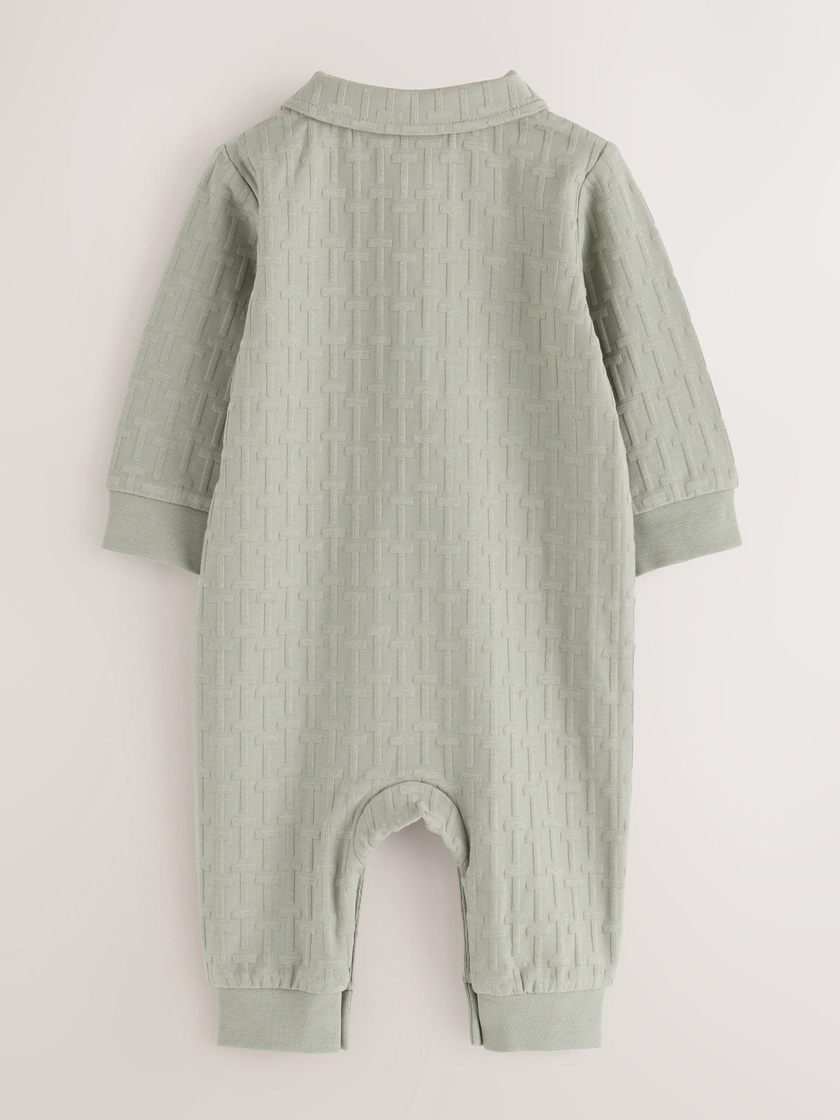 Baker by Ted Baker Sage Green 'T' Textured Long Sleeve Polo Romper - image 2