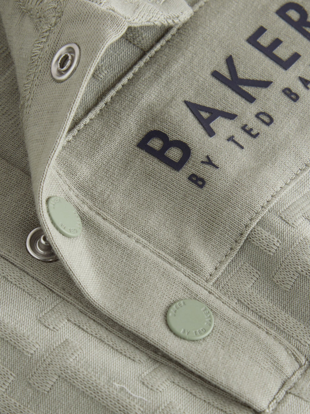 Baker by Ted Baker Sage Green 'T' Textured Long Sleeve Polo Romper - image 4