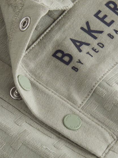 Baker by Ted Baker Sage Green 'T' Textured Long Sleeve Polo Romper - image 4