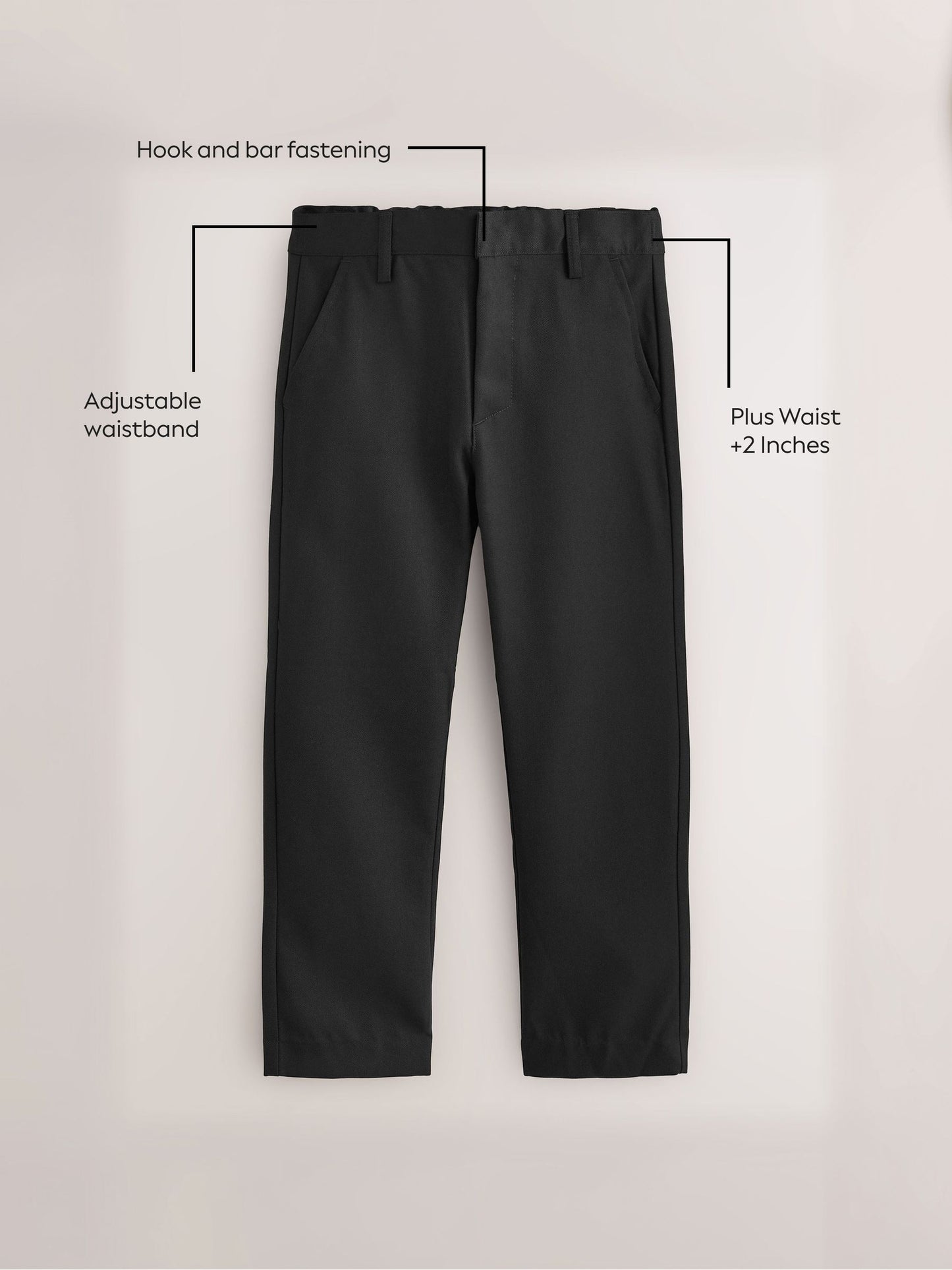Dsiney Kidz - Black Plus Waist Straight Leg School Trousers (3-17yrs) image 5