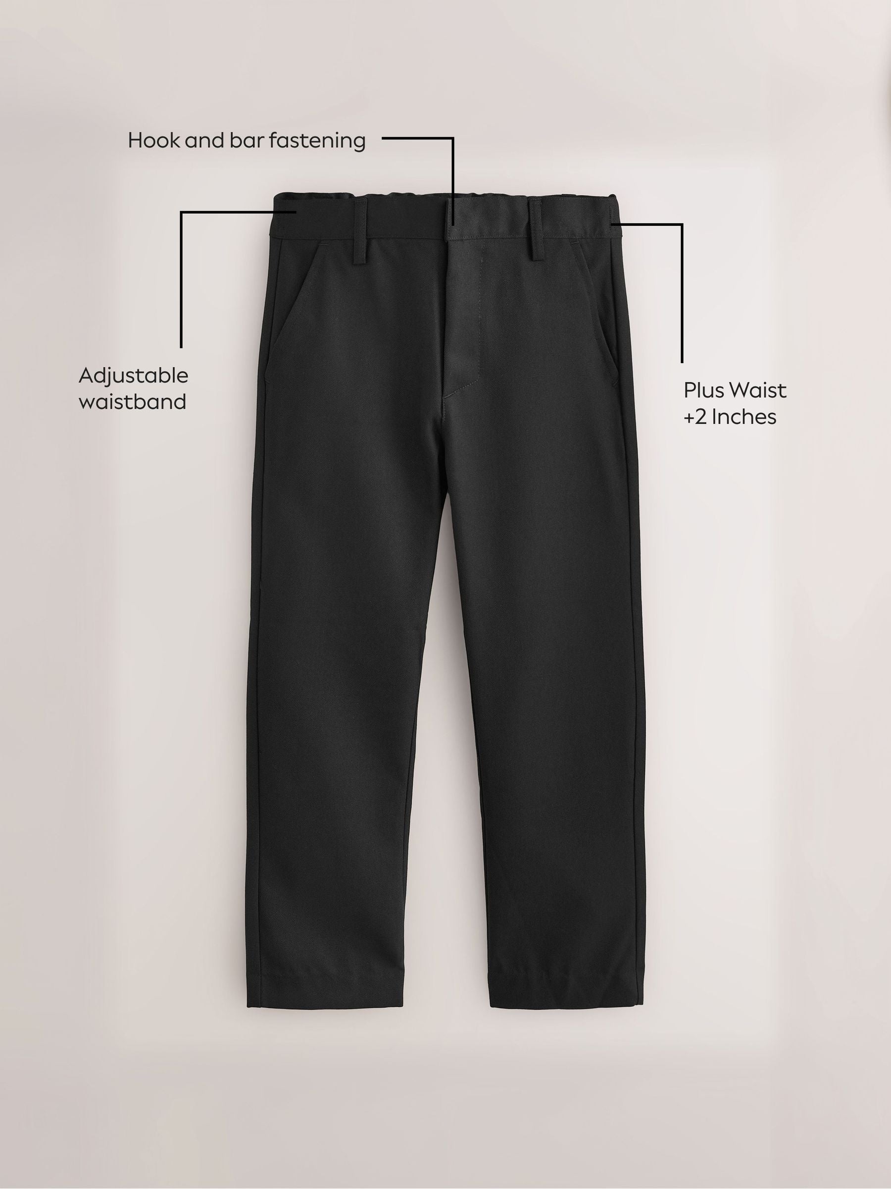 Dsiney Kidz - Black Plus Waist Straight Leg School Trousers (3-17yrs) image 5