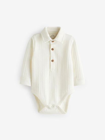 White Textured Shirt Baby Bodysuit (0mths-3yrs) image 1