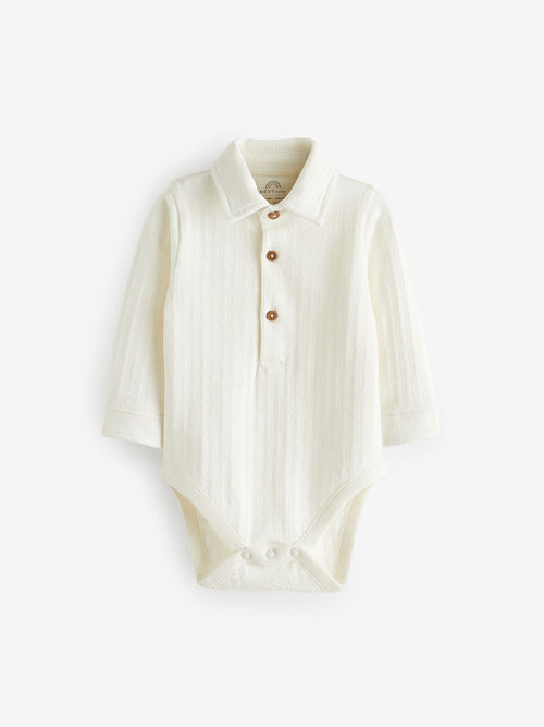 White Textured Shirt Baby Bodysuit (0mths-3yrs) image 1