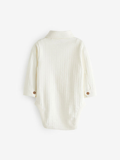 White Textured Shirt Baby Bodysuit (0mths-3yrs) image 3
