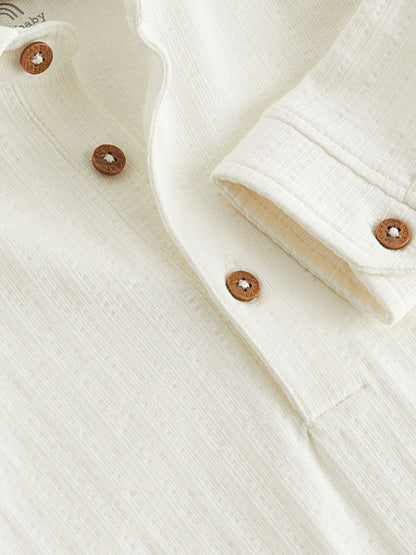 White Textured Shirt Baby Bodysuit (0mths-3yrs) image 3