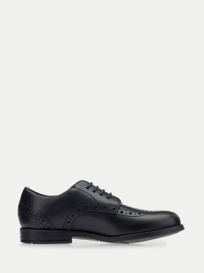 Black Leather Brogue Leather Smart School Shoes F & G Fit image 1