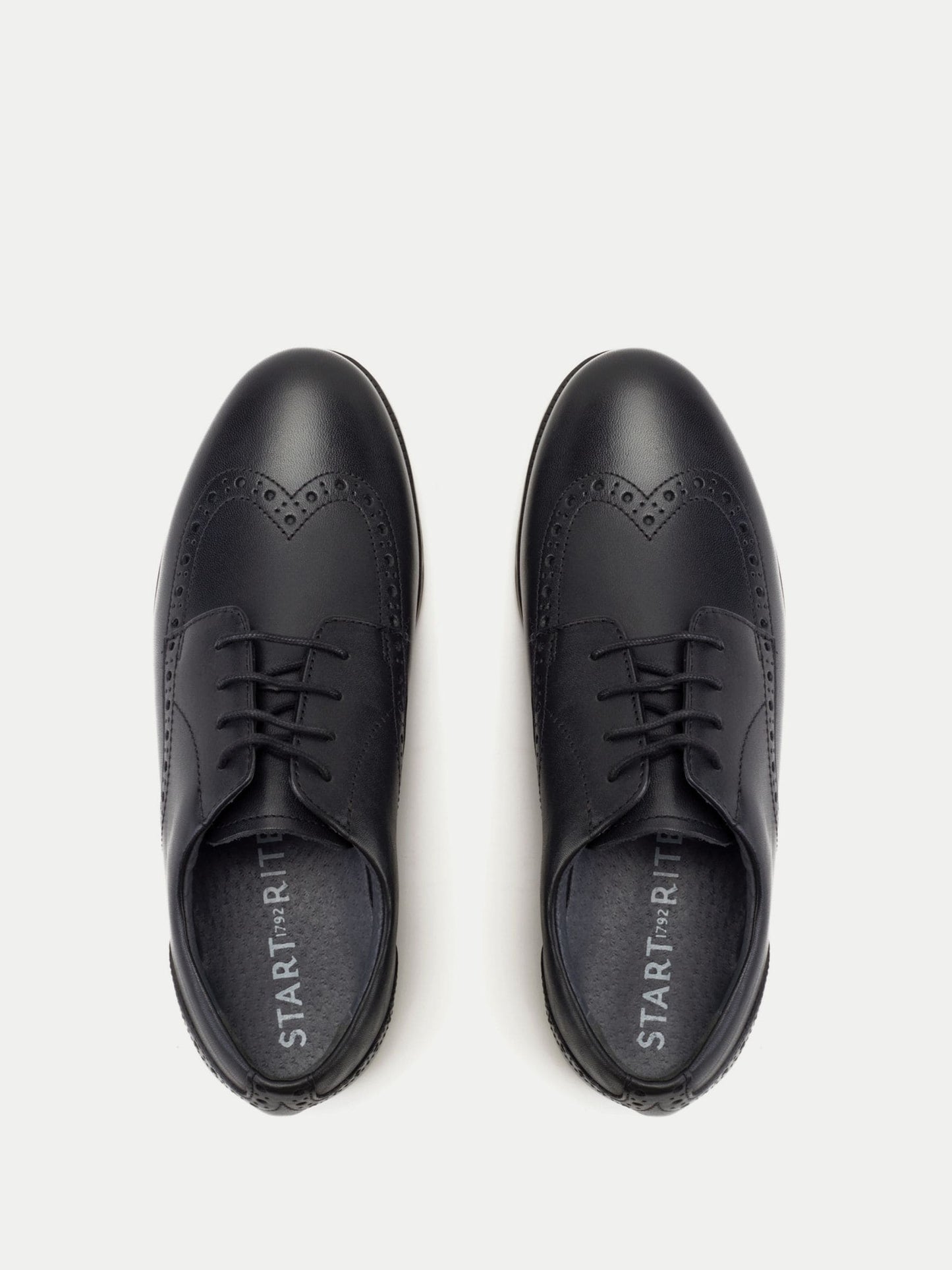 Black Leather Brogue Leather Smart School Shoes F & G Fit image 3