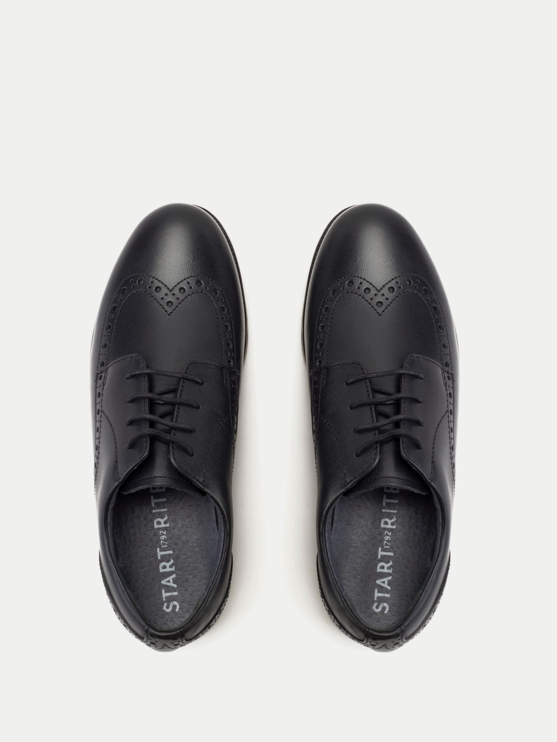 Black Leather Brogue Leather Smart School Shoes F & G Fit image 3