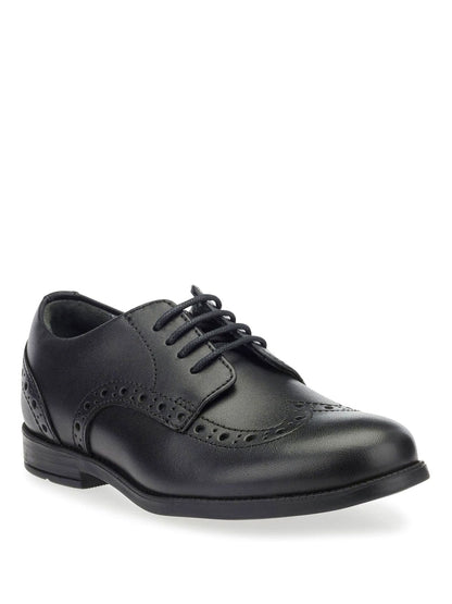 Black Leather Brogue Leather Smart School Shoes F & G Fit image 4