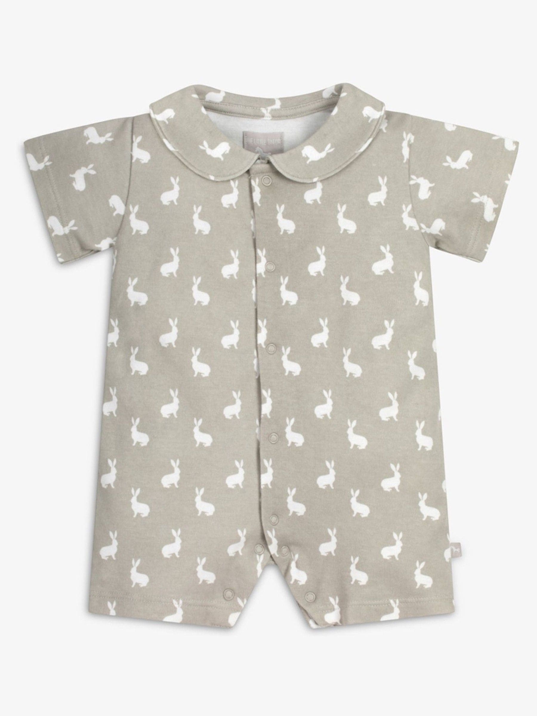 The Little Tailor Grey Jersey Bunny Print 100% Cotton Romper image 2