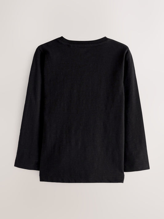 Black Long Sleeve Plain T-Shirt (3mths-7yrs) image 2