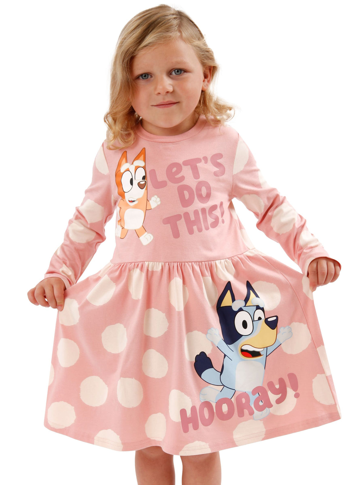 Character Pink Bluey And Bingo Long Sleeve Dress - image 1