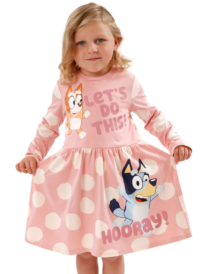 Character Pink Bluey And Bingo Long Sleeve Dress - image 1